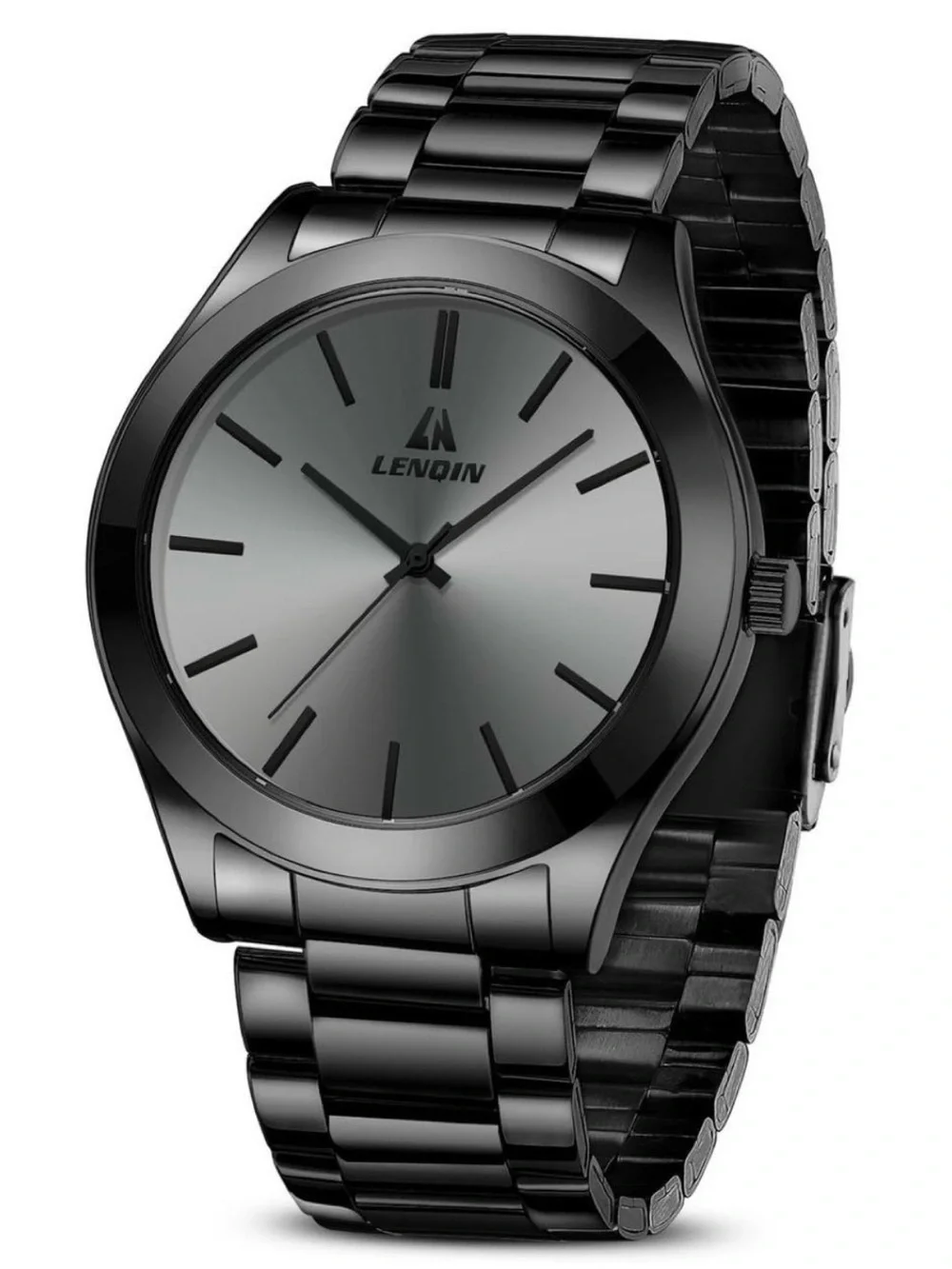 LENQIN Black Stainless Steel Watch